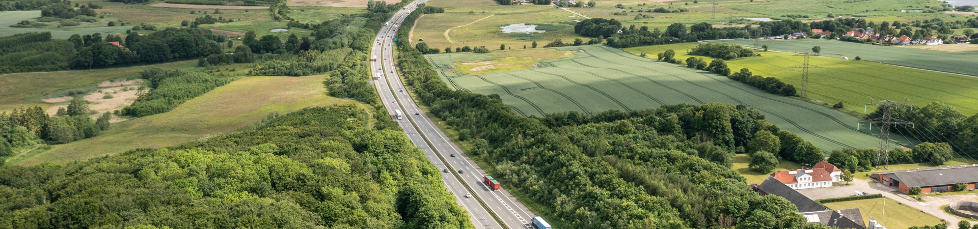 Luftfoto af motorvej - E45 ved Aarhus S Luftfoto af motorvej - E45 ved Aarhus S